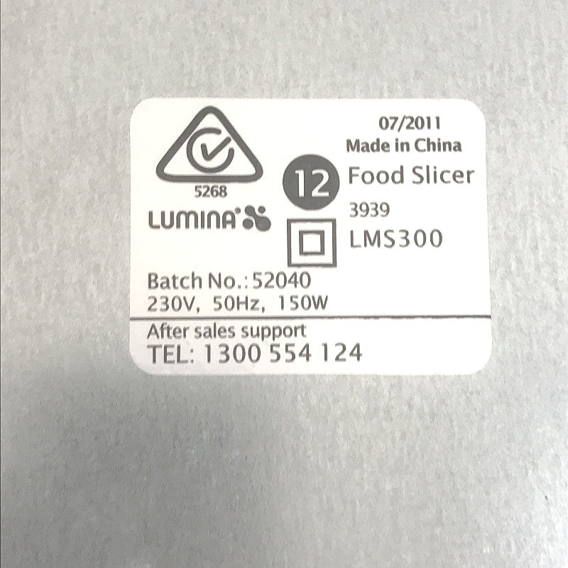 Lumina The Kitchen Series Electric Stainless Steel Food Slicer DEMO