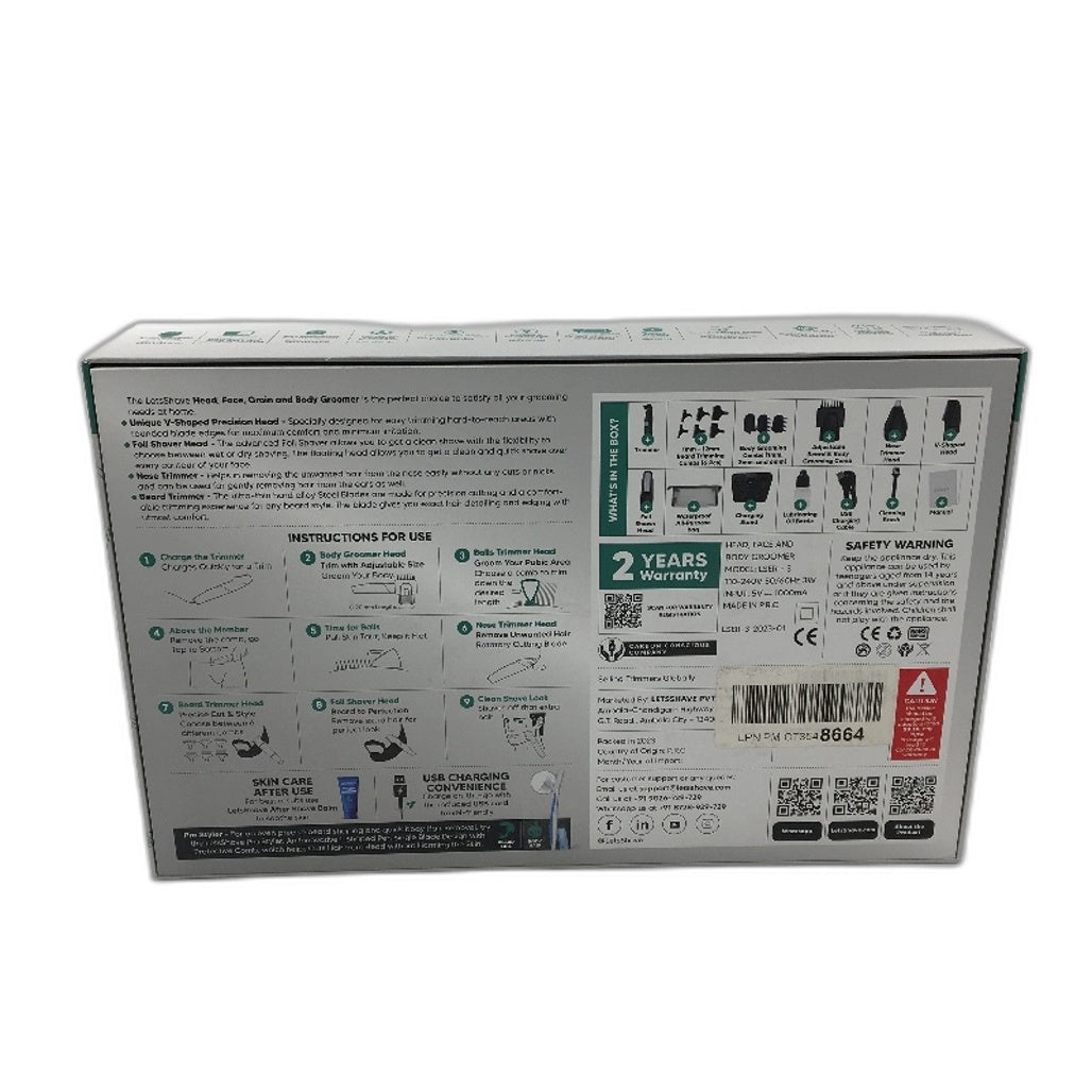 LetsShave All in One 14 pc Grooming Solution Head Face and Body Groomer DEMO