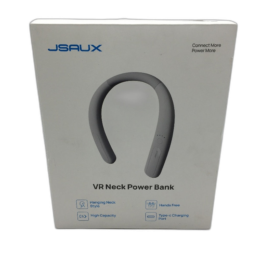 JSAUX 10000mAh High Capacity Hands Free VR Neck Power Bank in White NEW