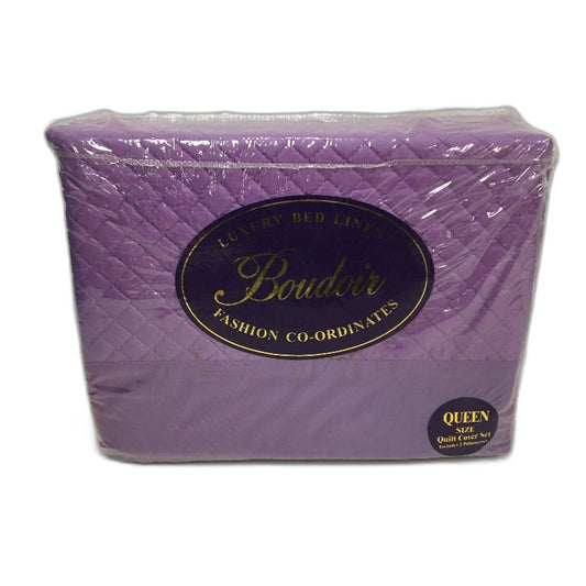Boudoir Barcelona Purple Quilt Cover Set with Neck Roll Cover QUEEN NEW