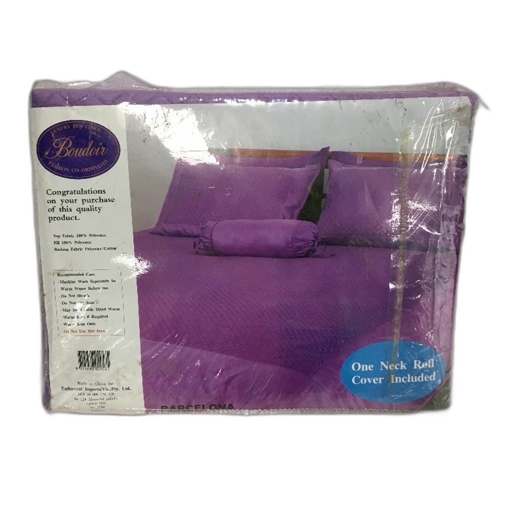 Boudoir Barcelona Purple Quilt Cover Set with Neck Roll Cover QUEEN NEW