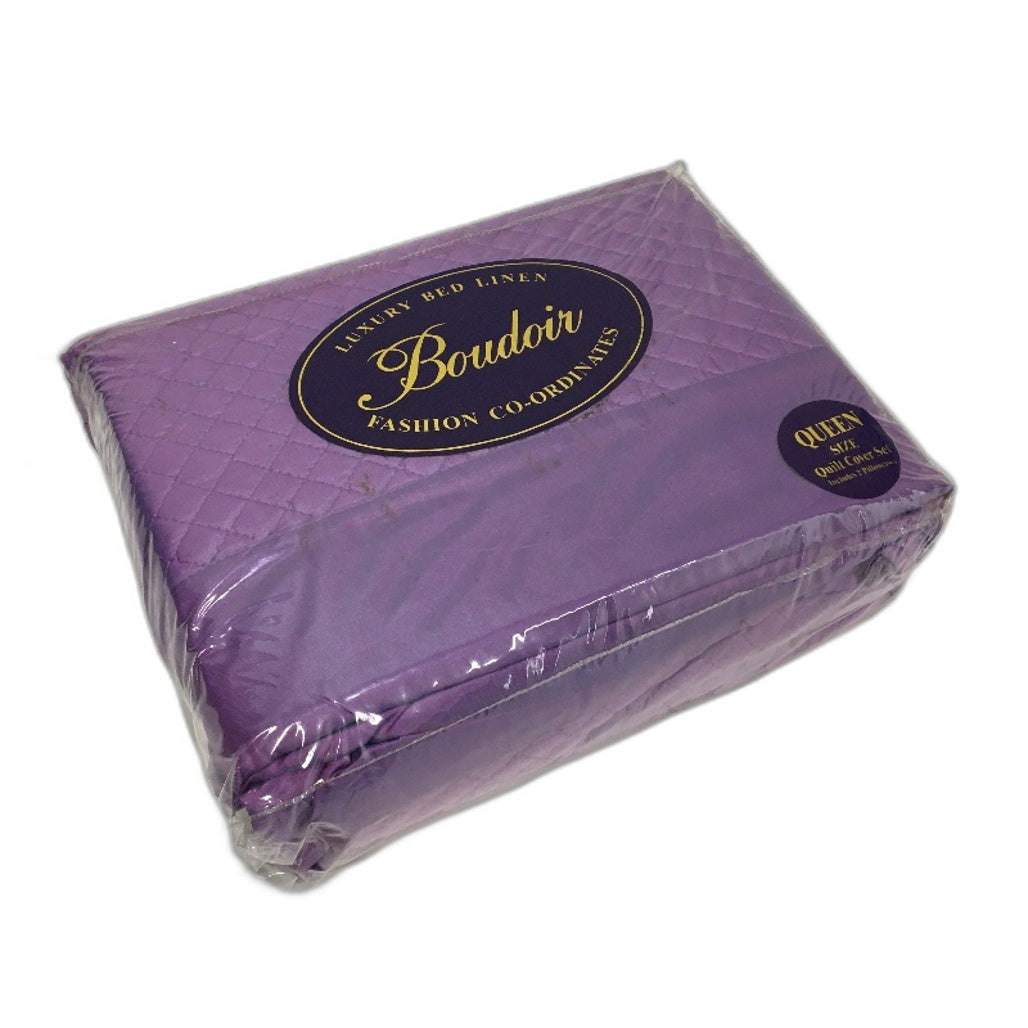 Boudoir Barcelona Purple Quilt Cover Set with Neck Roll Cover QUEEN NEW