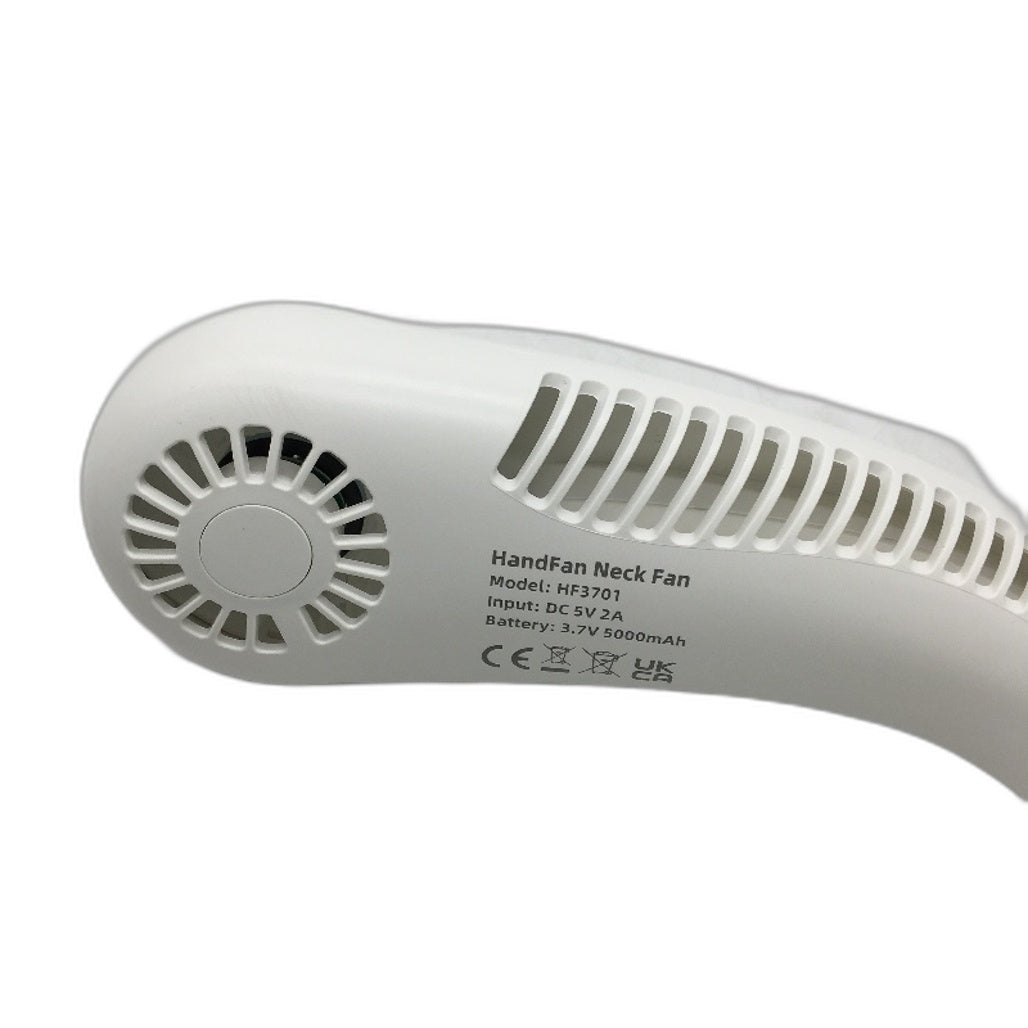 HandFan HF3701 5000mAh 3 Speed USB Charging Bladeless Neck Fan in White DEMO