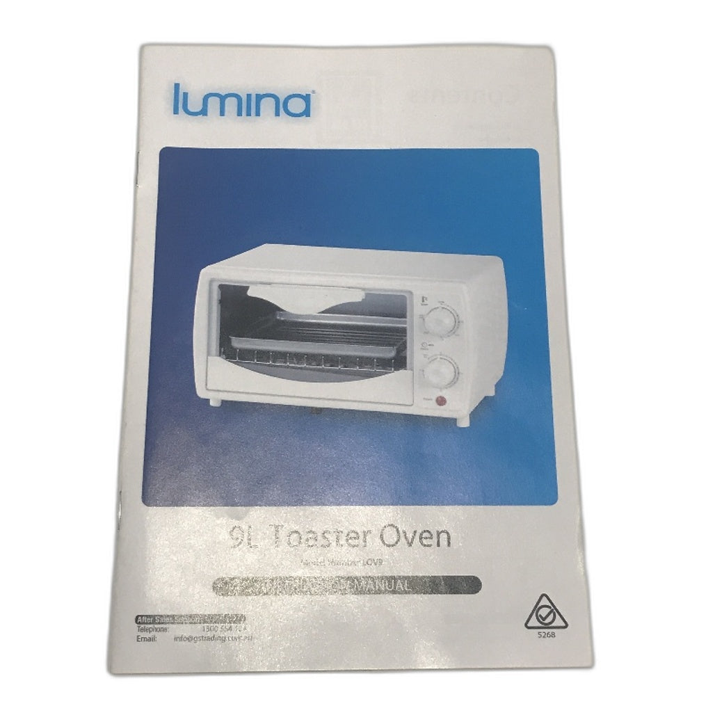 Lumina 9L 1000W Max 15 Minute Stainless Steel Toaster Oven in Grey Black NEW