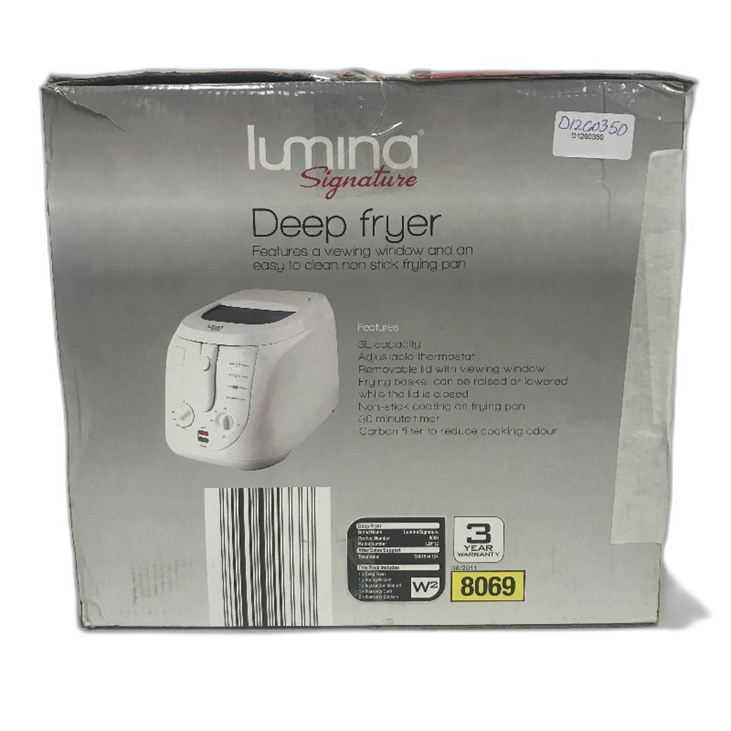 Lumina Signature 3L Max 30 Minute Non Stick Coating Deep Fryer in White DEMO