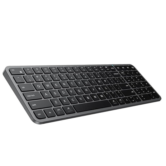 iClever BK20 78 Key Slimline Wireless Bluetooth Keyboard in Black Grey NEW