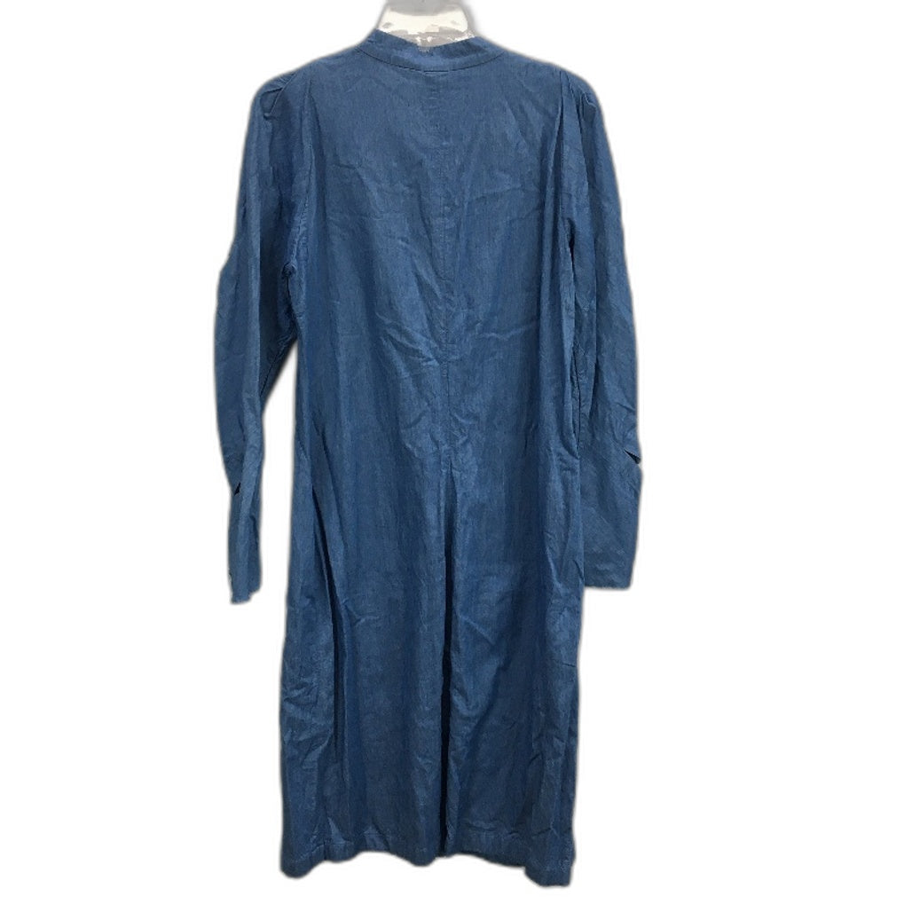 Willow Cut Cuff Long Sleeve Button Up Blue Denim Midi Dress Ladies Size AU 14