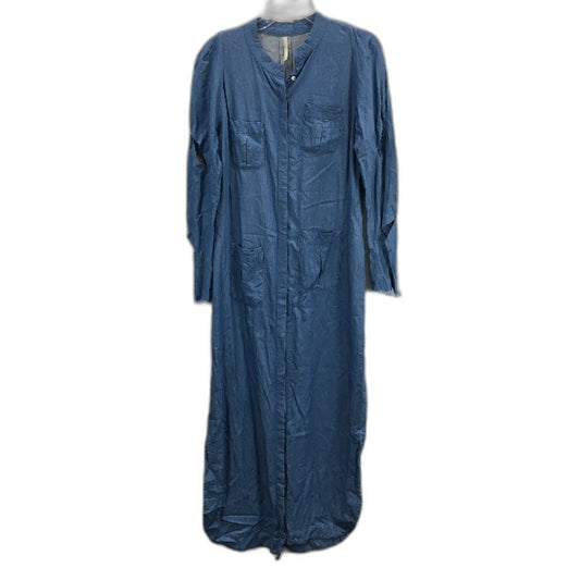 Willow Cut Cuff Long Sleeve Button Up Blue Denim Maxi Dress Ladies Size AU 14