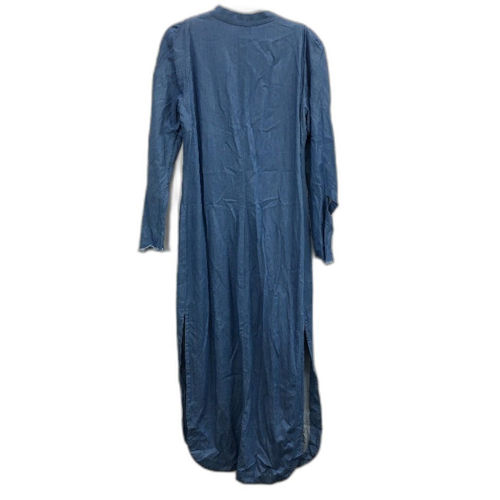 Willow Cut Cuff Long Sleeve Button Up Blue Denim Maxi Dress Ladies Size AU 14