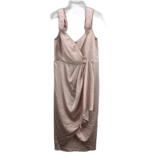 Ever New Hadley Waterfall Baby Pink Satin Midi Dress Ladies Size AU 16 NEW
