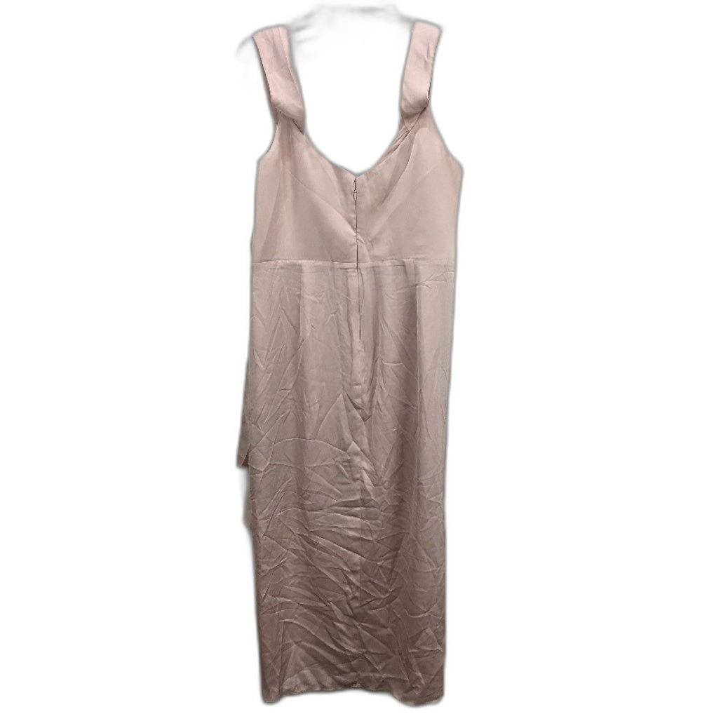 Ever New Hadley Waterfall Baby Pink Satin Midi Dress Ladies Size AU 16 NEW