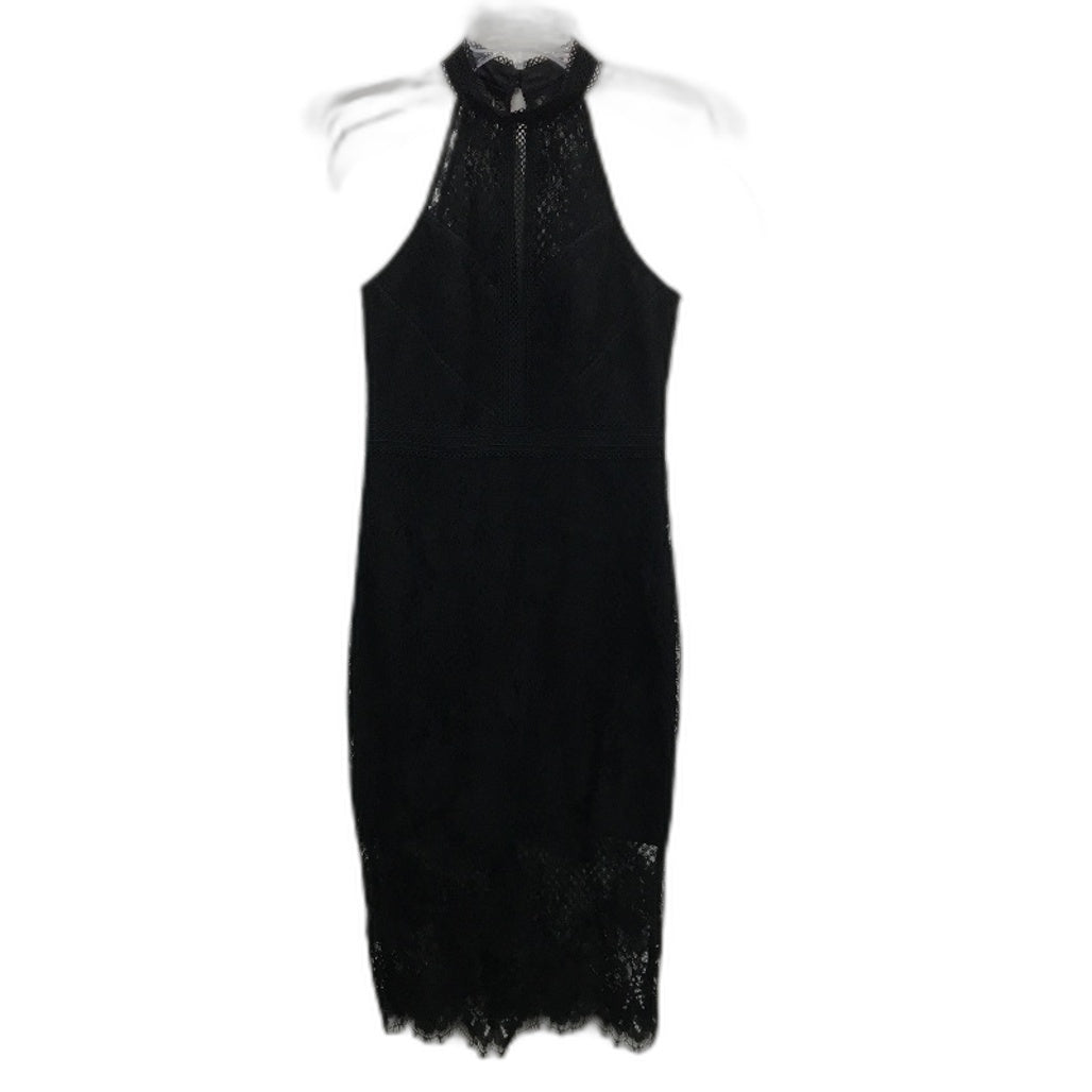 Ever New Lena High Neck Lace Bodycon Black Midi Dress Ladies Size AU 16 NEW