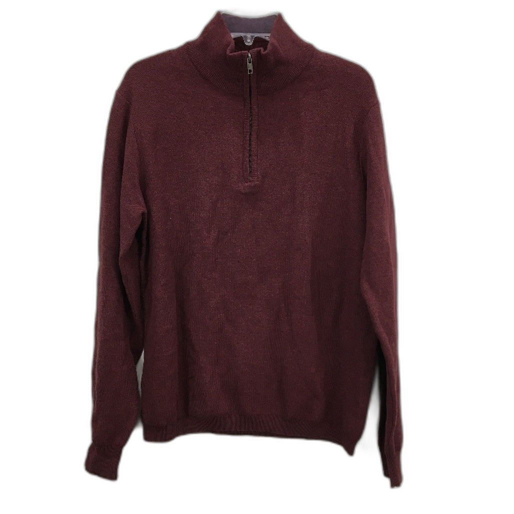 Jeanswest 2 Pack Port Marle & Grey Cotton Knitted 1/4 Zip Sweaters Mens Sz L NEW