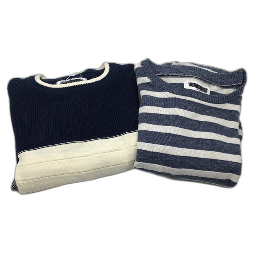 Jeanswest 2 Pack Blue Stripe & Navy Cotton Knit Style Sweaters Mens Size M NEW