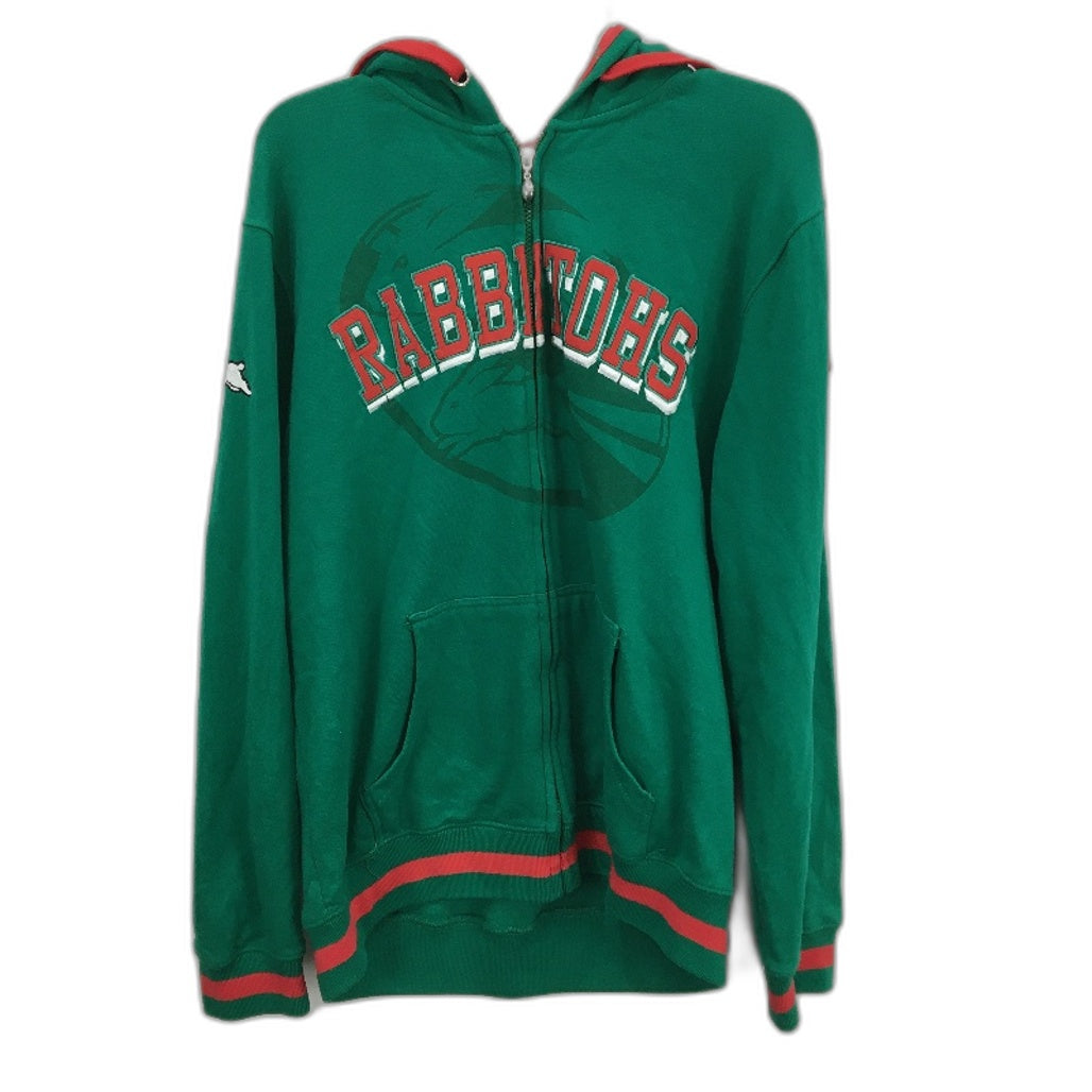 NRL Supporter Green Red South Sydney Rabbitohs Zip Up Hooded Jumper Mens Size L