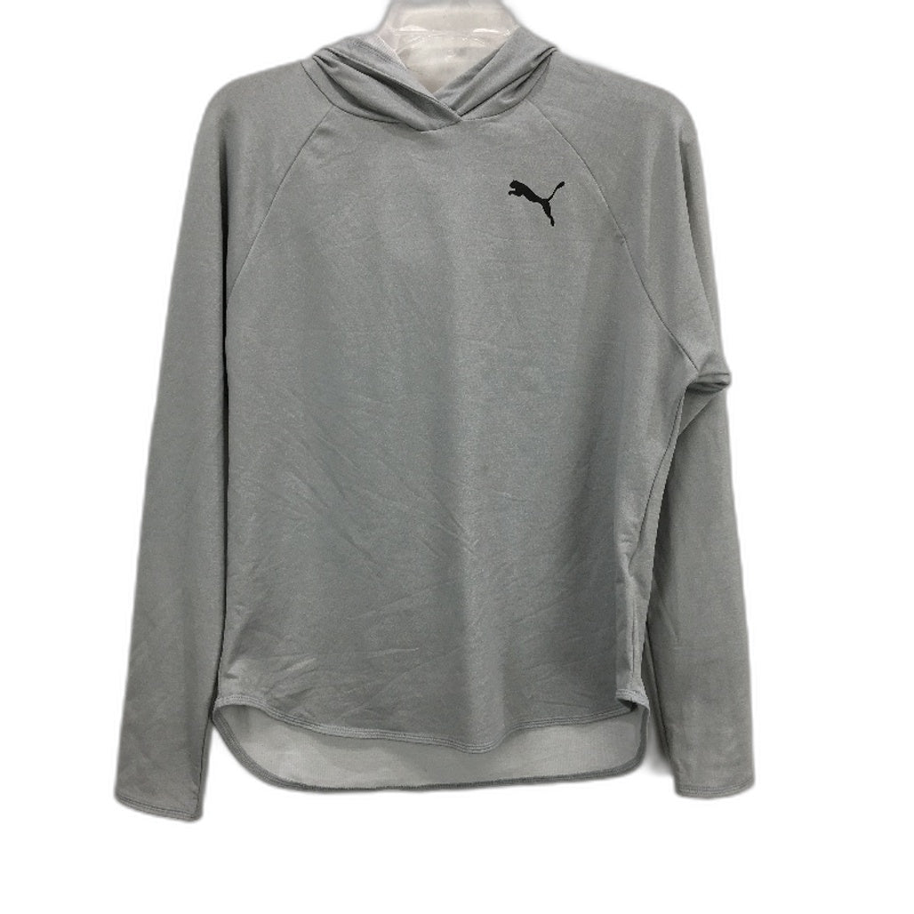 PUMA Silver Grey Stretch Lightweight Athletic L/Sleeve Hooded Sports Top Size M