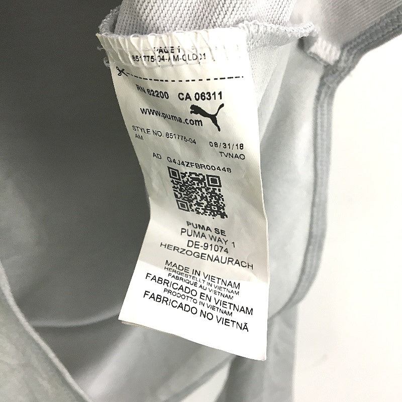 PUMA Silver Grey Stretch Lightweight Athletic L/Sleeve Hooded Sports Top Size M