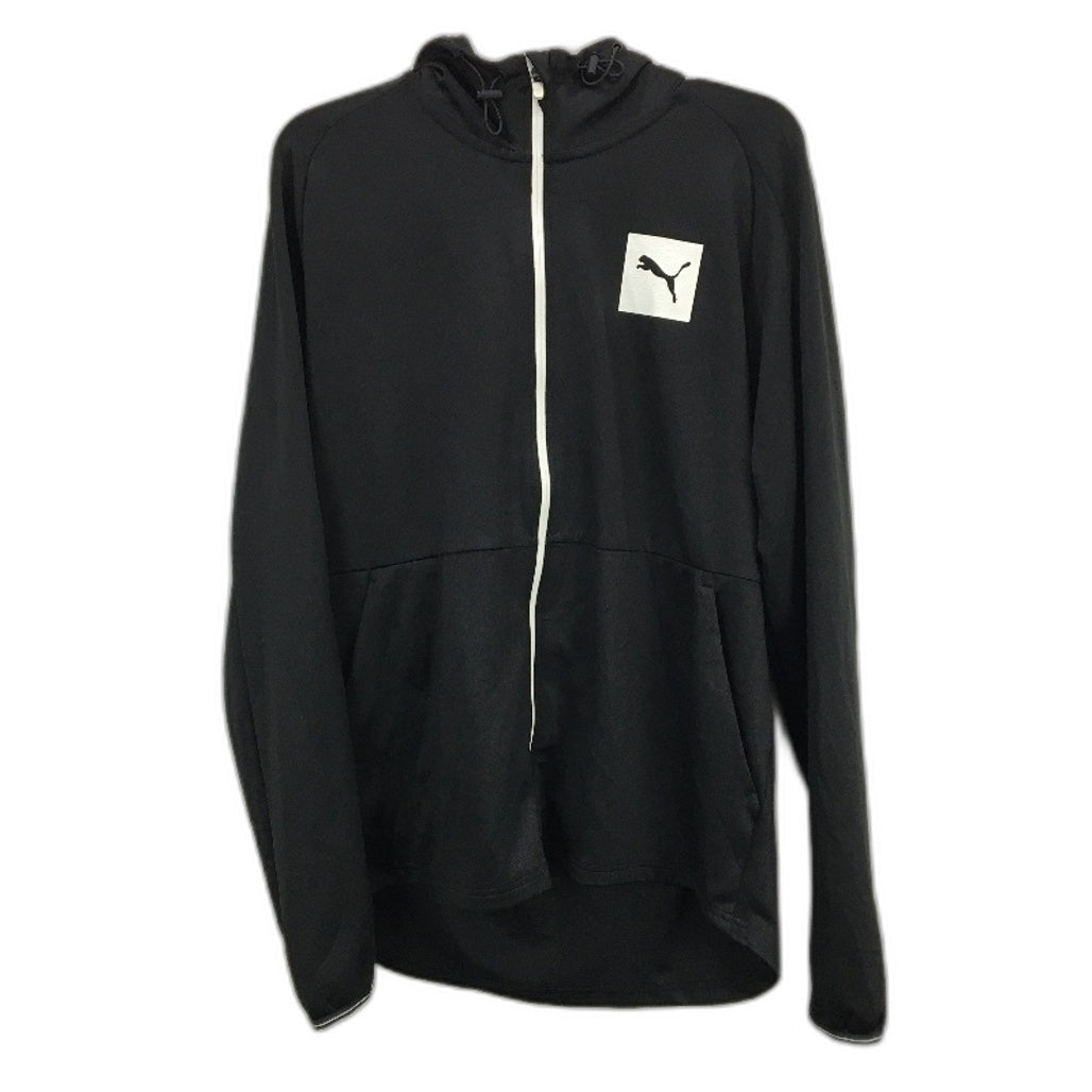 PUMA Black Stretch Lightweight Athletic L/Sleeve Hooded Sports Top Mens Size XL
