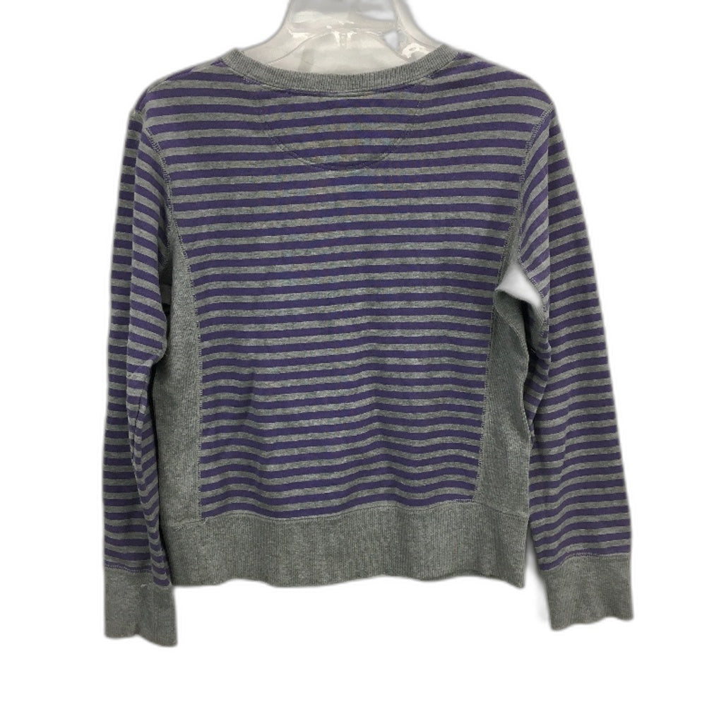 Nike Grey Purple Striped 100% Cotton Slim Fit Sweat Shirt Jumper Ladies Size M
