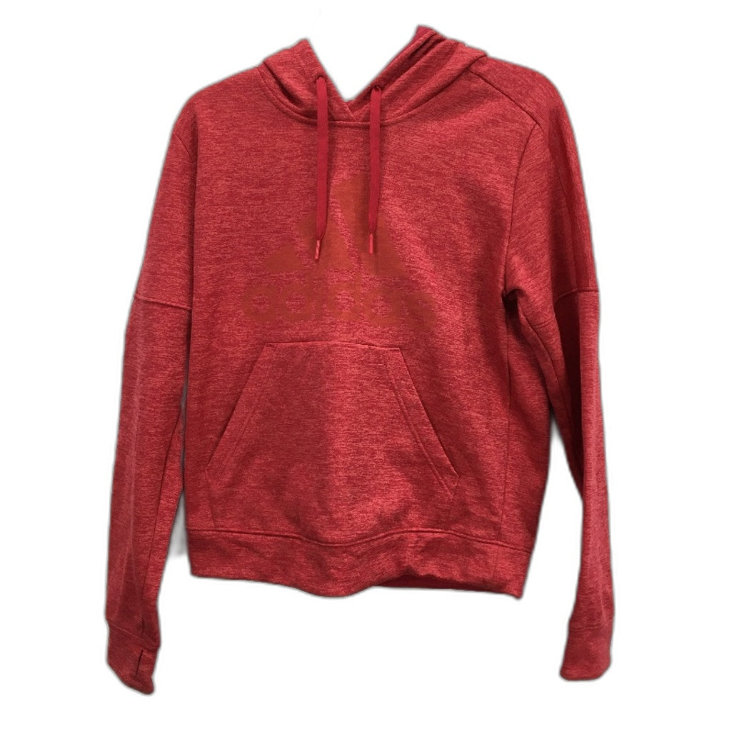 Adidas Red Orange Hooded Climawarm Fleece Lined Jumper Ladies Size M 12