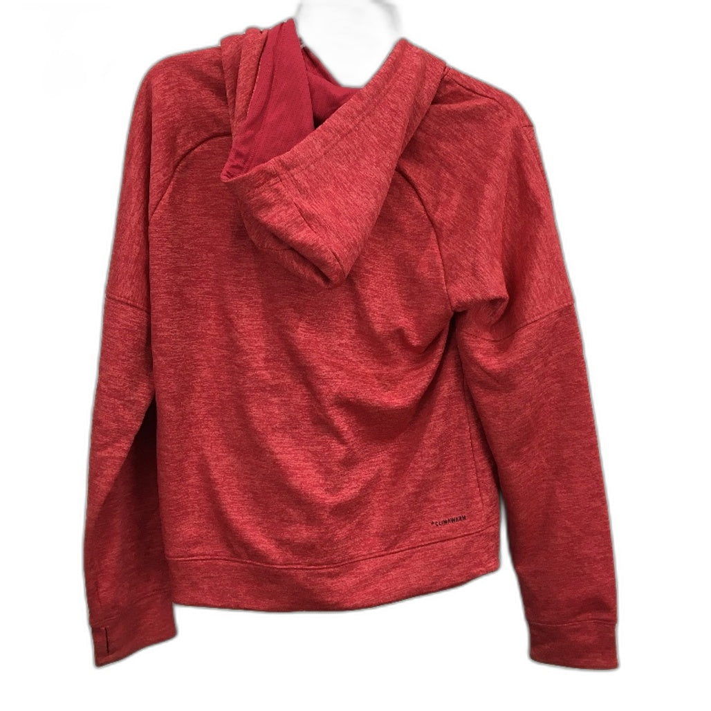 Adidas Red Orange Hooded Climawarm Fleece Lined Jumper Ladies Size M 12