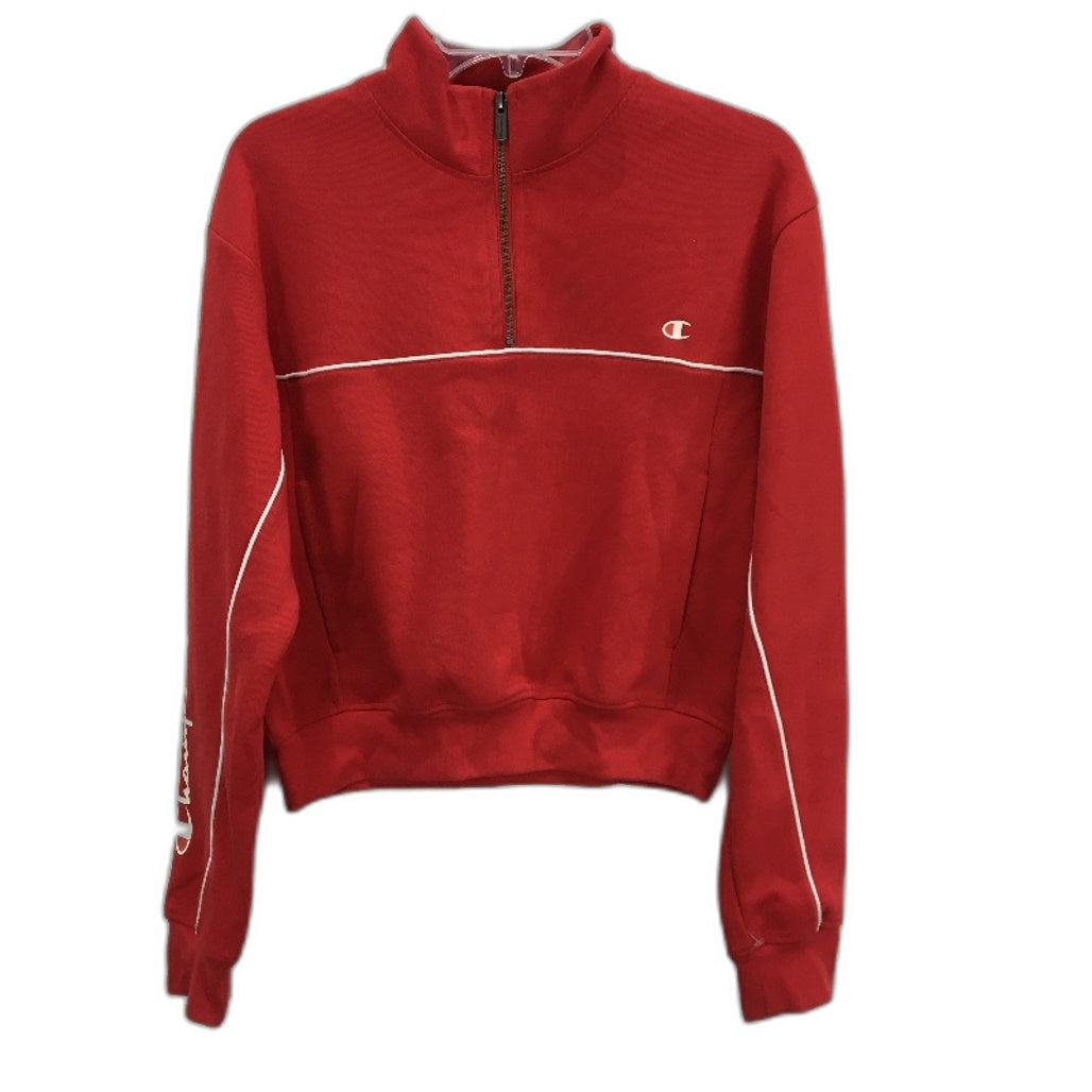Champion Red Cotton Blend 1/4 Zip Activewear Sports Top Mens Unisex Size S