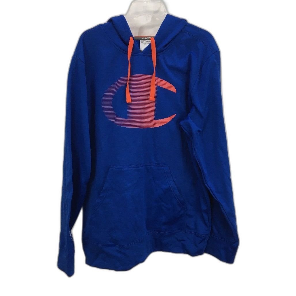 Champion Royal Blue Powertrain Double Dry Hooded Jumper Mens Unisex Size XL