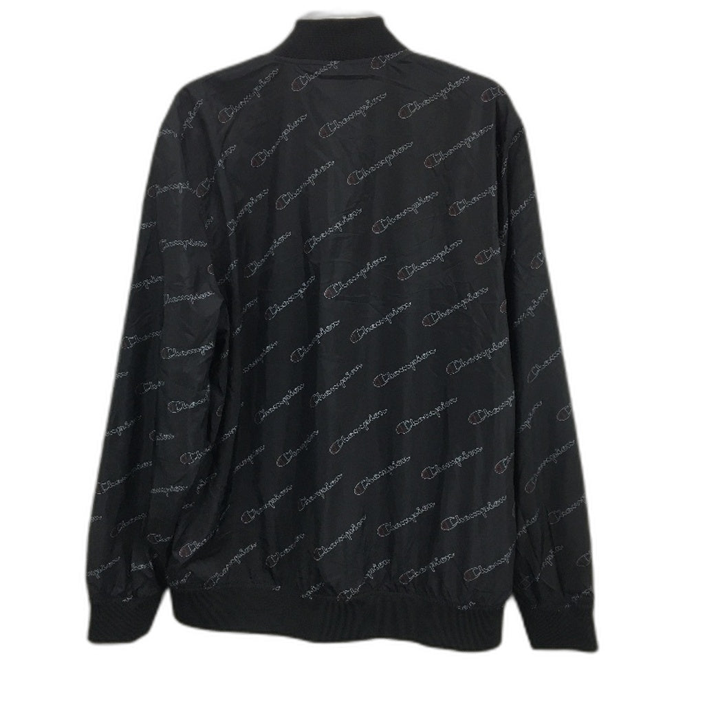 Champion Lightweight Black With Full Logo Print Zip Up Jacket Unisex Size L