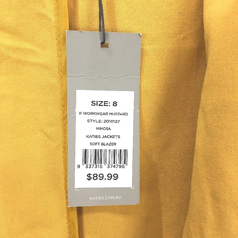 Katies K Workwear Mustard Mimosa Soft Blazer Jacket Ladies Size 8 NEW