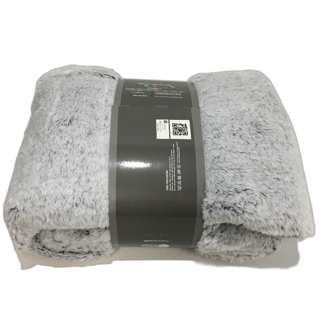 Greern Orange Fluffy Soft Grey Fleece Blanket Throw Rug With Pom Poms NEW