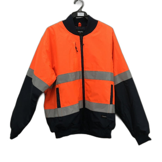 KingGee Reflective Bomber Concealed Hood HiVis Orange Workwear Jacket Mens Sze M