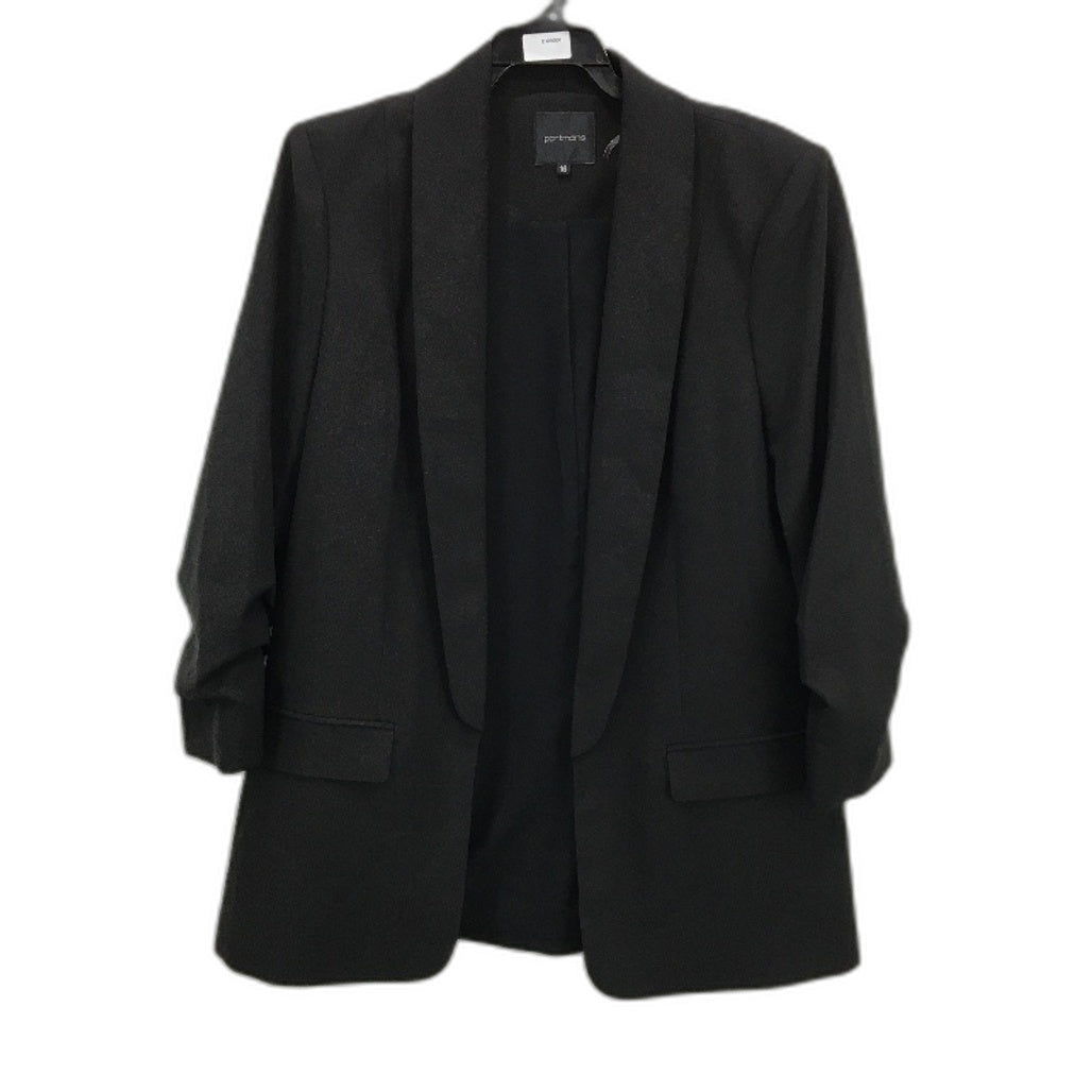 Portmans Black Mi Armour Ruched 3:4 Sleeve Lightweight Blazer Ladies Sze 16 NEW