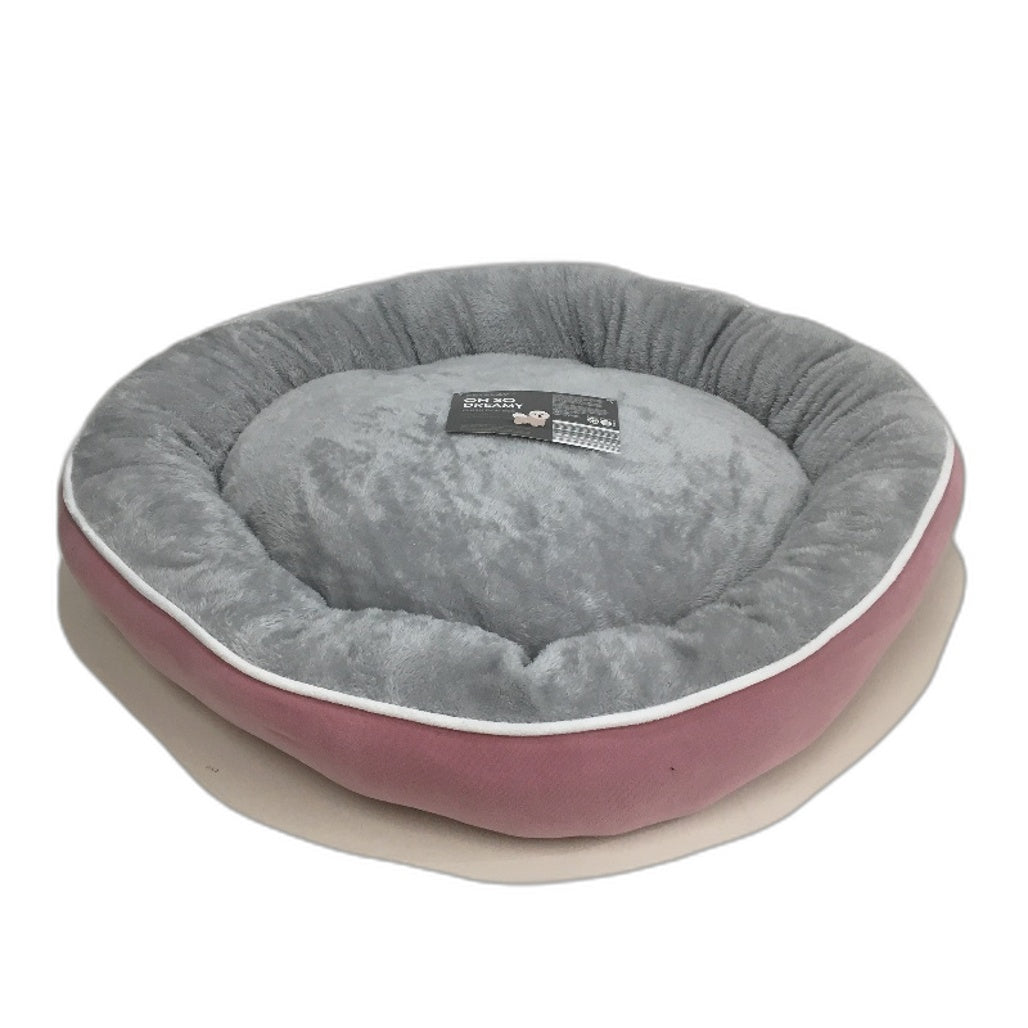 Petplay 'Oh So Dreamy' Soft Plush Pink & Grey Pet Bed S-M 76cm NEW