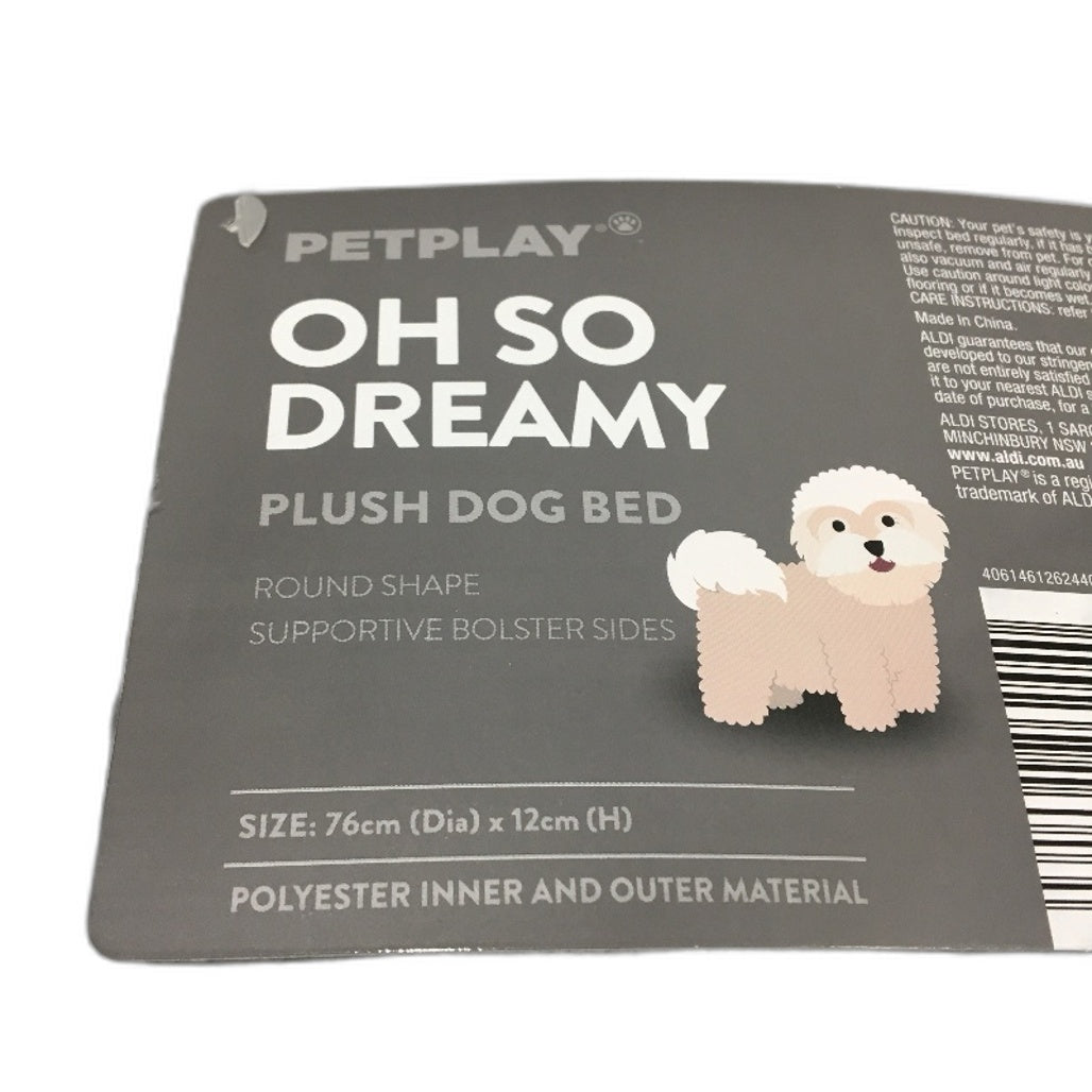 Petplay 'Oh So Dreamy' Soft Plush Pink & Grey Pet Bed S-M 76cm NEW