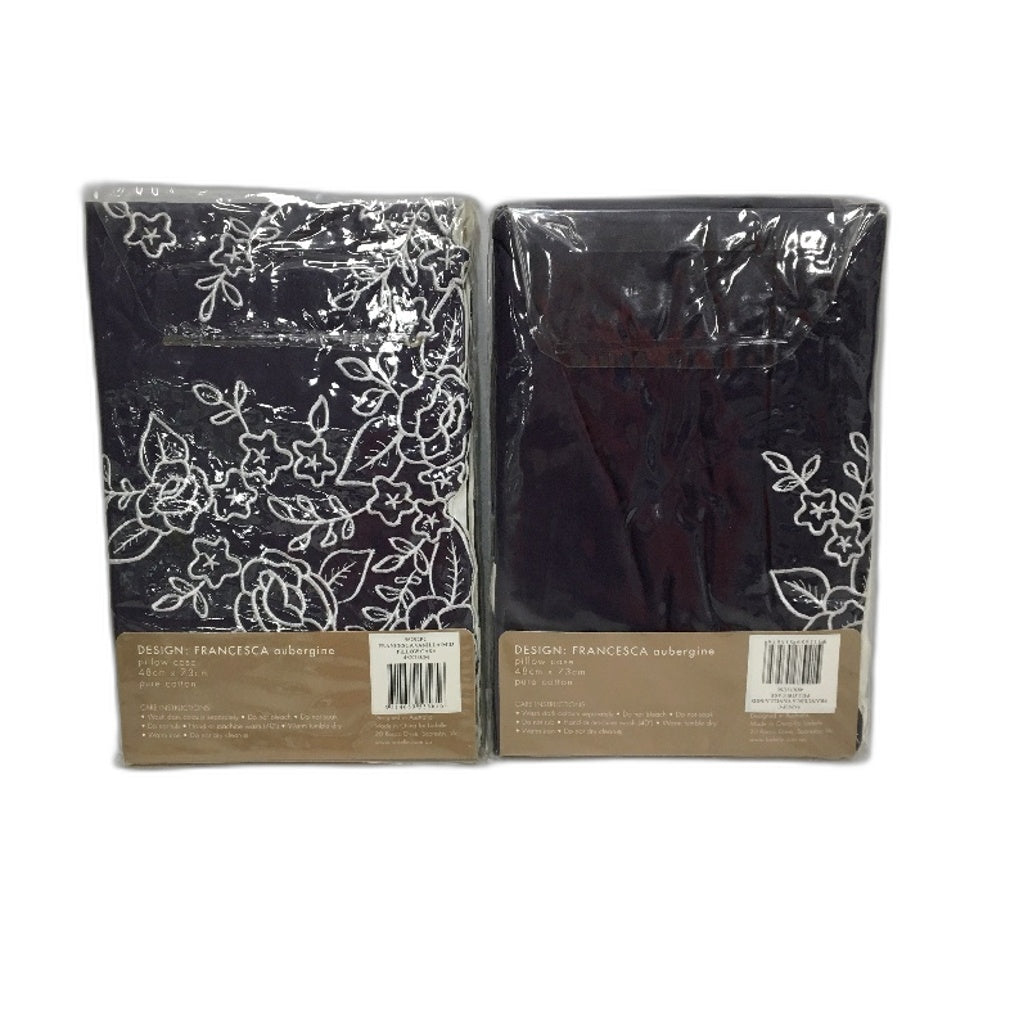Canterbury Francesca Aubergine Pure Cotton Standard Pillow Case 48x73cm NEW