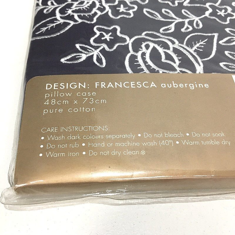 Canterbury Francesca Aubergine Pure Cotton Standard Pillow Case 48x73cm NEW