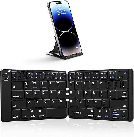 Samsers Foldable Ultra Slim Wireless Bluetooth Pocket Keyboard in Black NEW