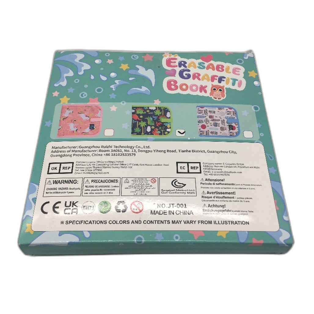 Erasable Graffiti Book Portable Kids Safe PVC Drawing Pad Blackboard Book Age 3+