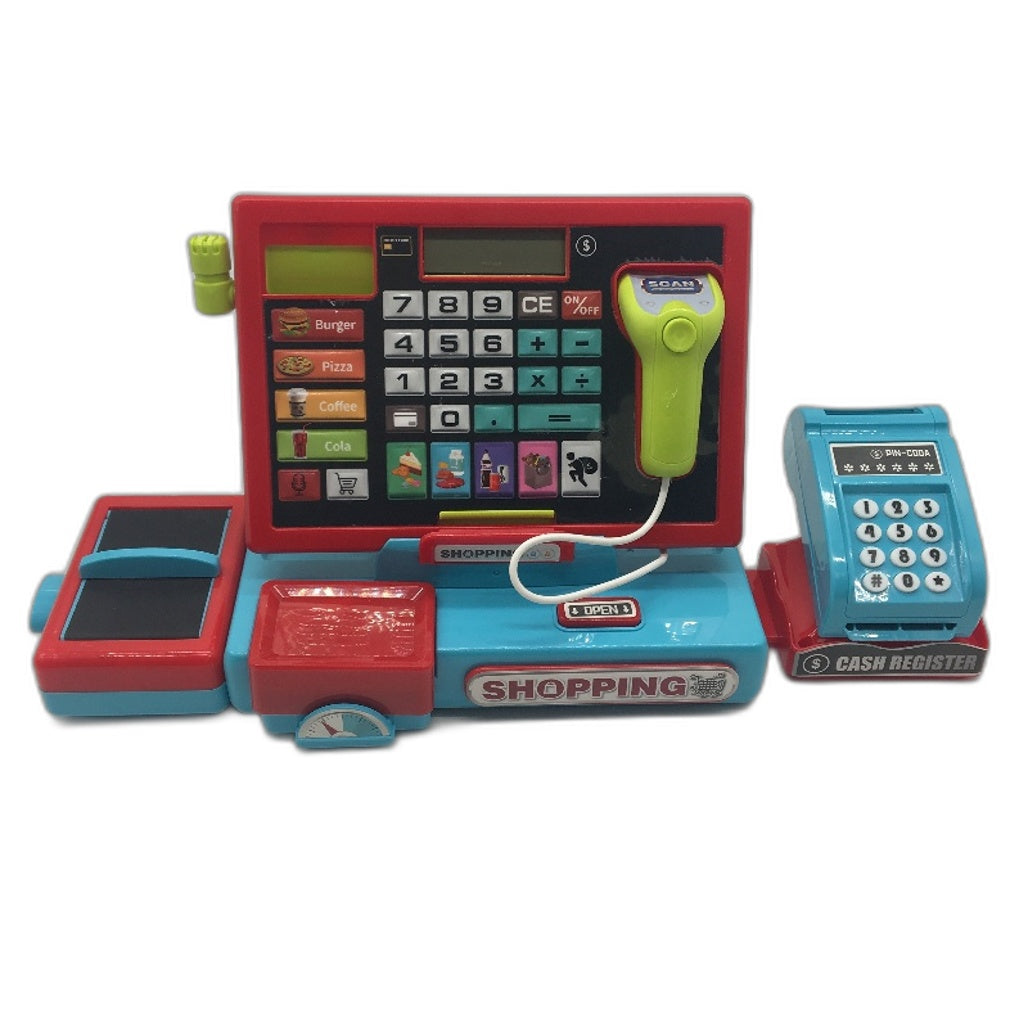 Interactive Kids Shopping Cash Register Educational Toy With Scanner &Calculator