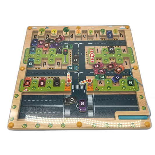 Magnetic Alphabet Parking Lot Wooden Montessori Toys Fine Motor Skills Age 3+