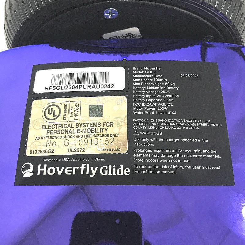 HOVERFLY Glide Hoverboard Self Balancing With LED Wheels For Kids Adults 20-80kg