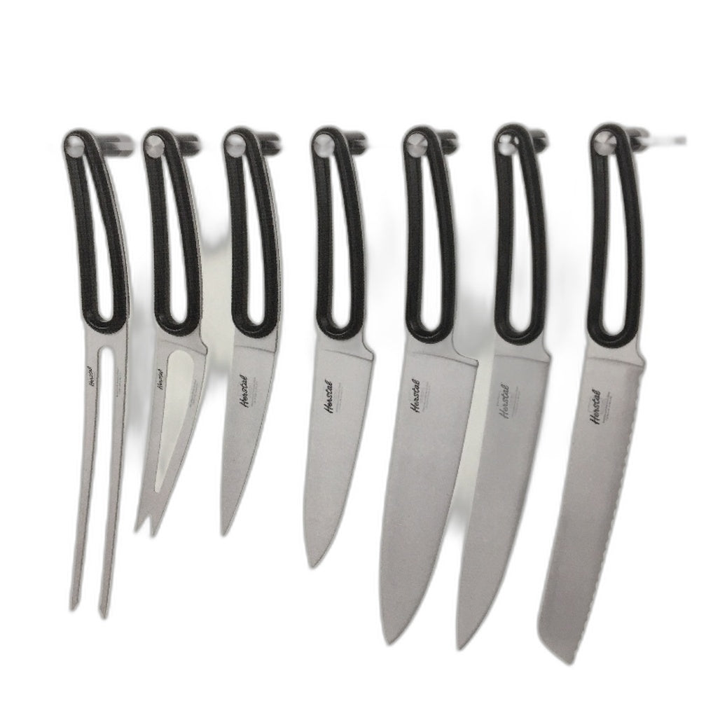 Herstal Living 8 Piece Set 1 Knife Rack 6 Knives 1 Carving Fork NEW