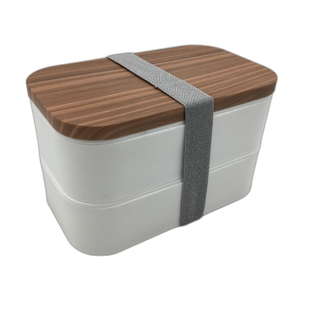 1600mL Two Compartment Bentou Lunchbox in White with Cutlery NEW