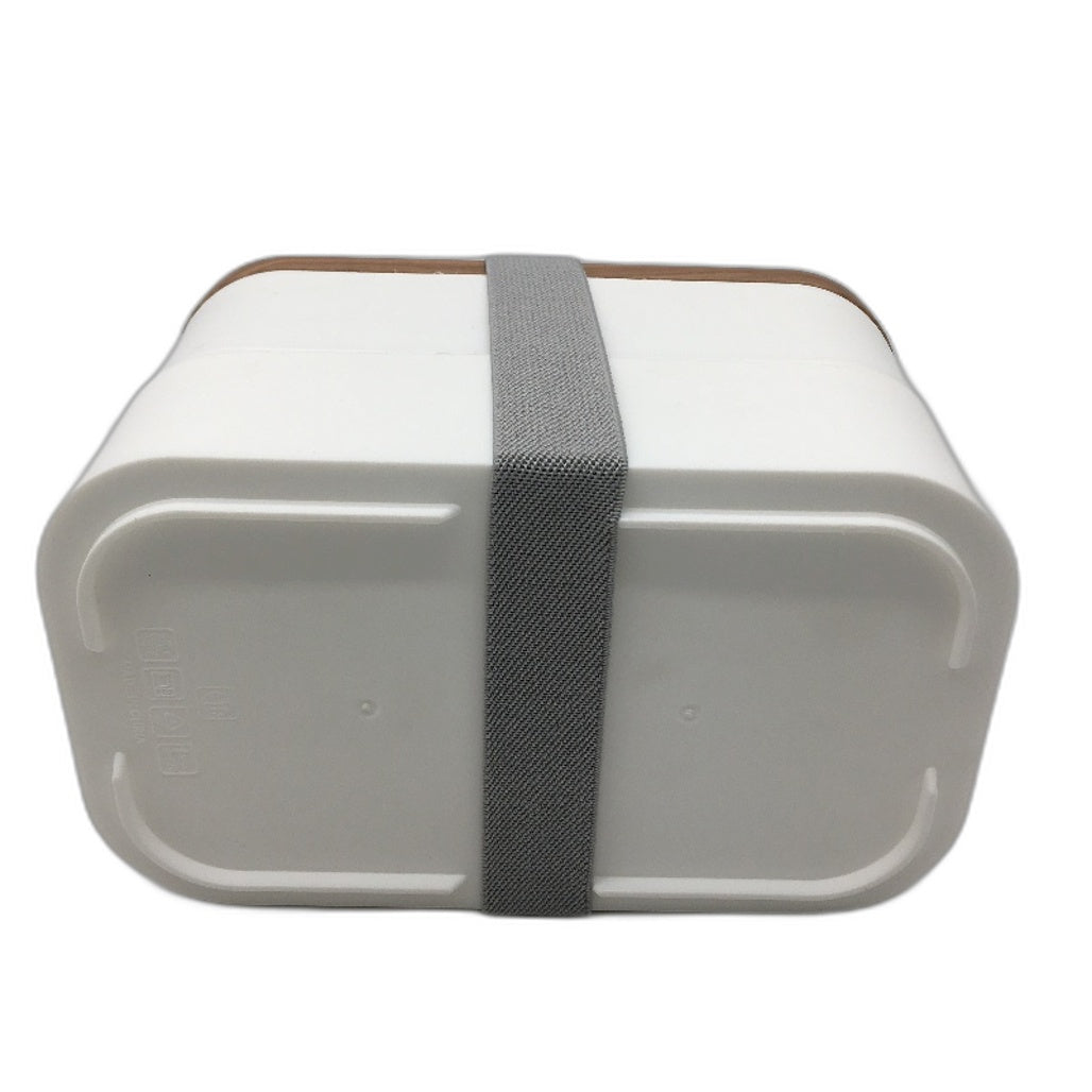 1600mL Two Compartment Bentou Lunchbox in White with Cutlery NEW