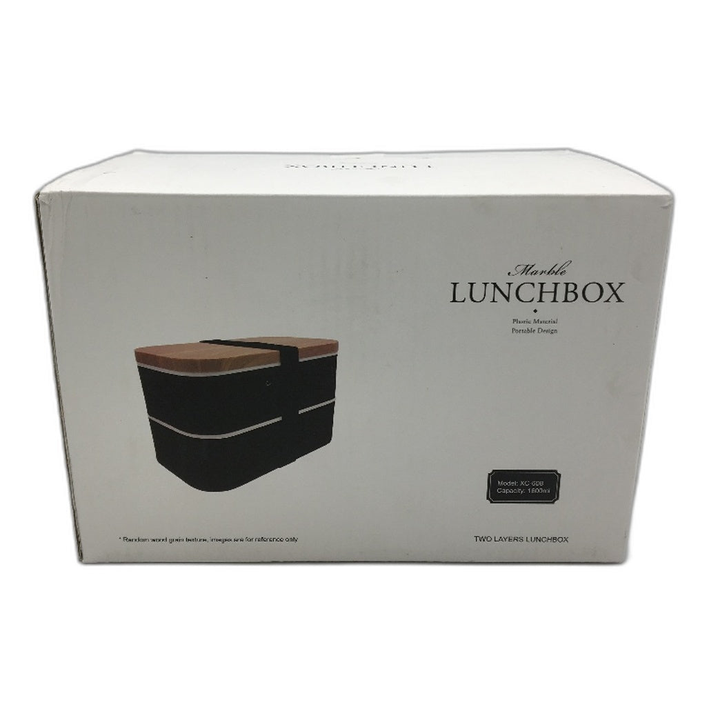 1600mL Two Compartment Bentou Lunchbox in White with Cutlery NEW