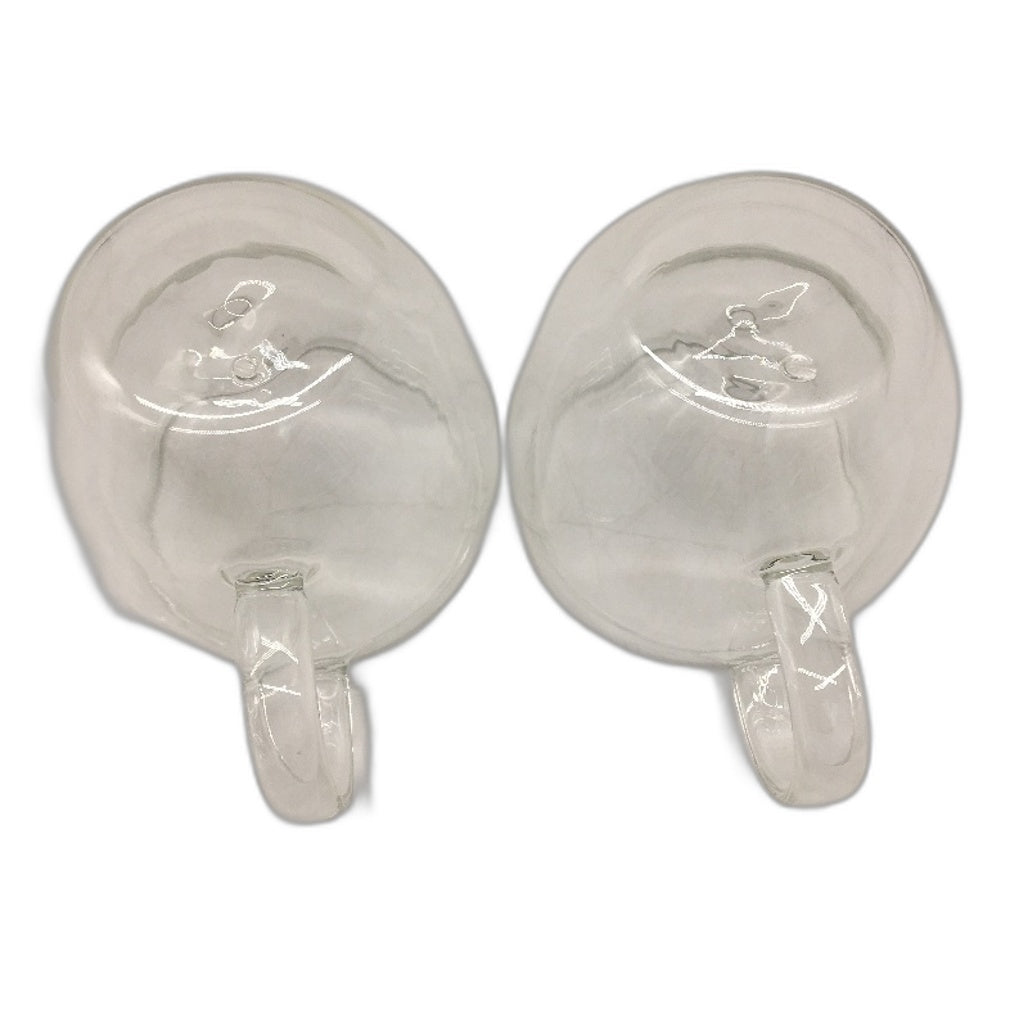 Youngever 2 Pack 5.5oz Clear Glass Insulated Coffee Cups with Handle NEW