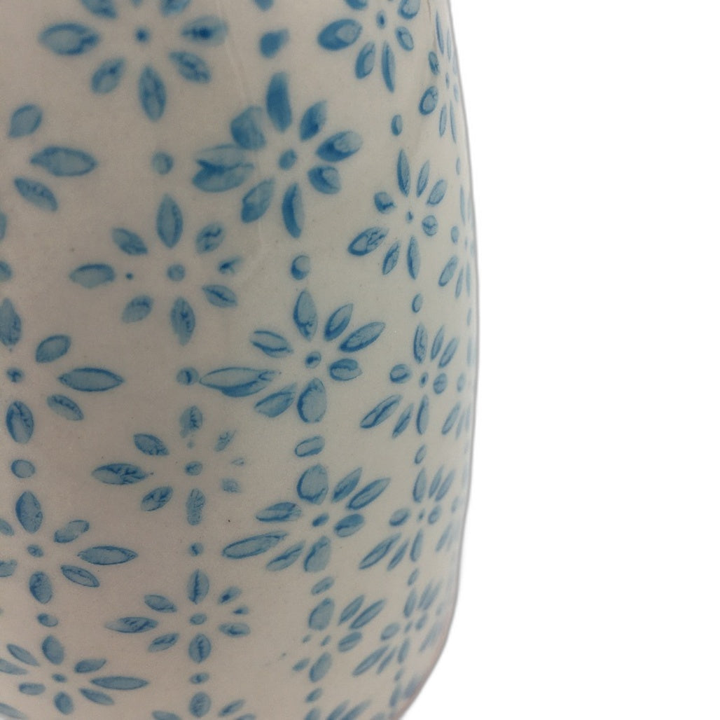Nicola Spring Set of 6 360ml Hand Printed Blue Mug with Orange Rim NEW