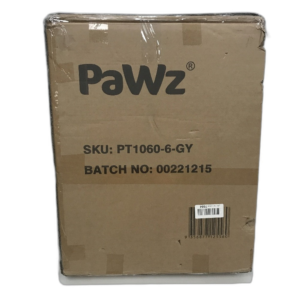 Pawz 6 Panel Freestanding Foldable Grey Wooden Pet Gate 282x60.5cm NEW