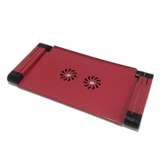Multifunctional Aluminum Red Laptop Table with USB Fan and Mouse Pad NEW
