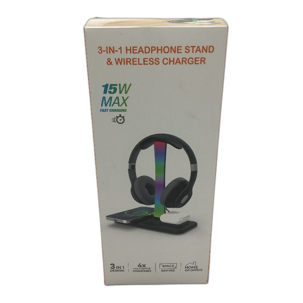 3 in 1 15W Max Fast Charging RGB Light Headphone Stand and Wireless Charger NEW
